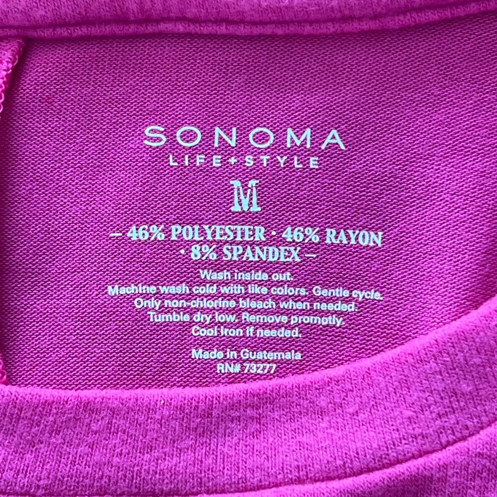 Sonoma Life + Style Tunic Women's Sz Medium PINK 3/4 Sleeve SOFT - Picture 8 of 10
